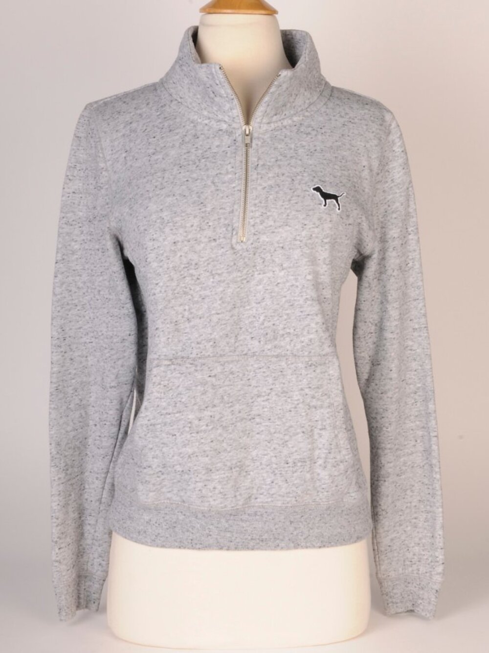 Pink by Victoria's Secret Athletic Grey 1/4 Zip Knit Sweatshirt Size M